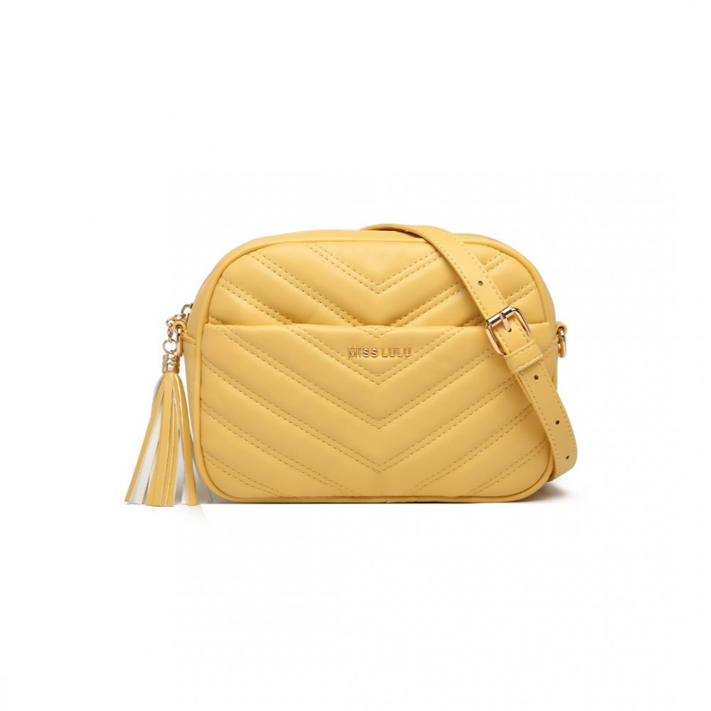 Žlutá zipová crossbody dámská kabelka Mirto