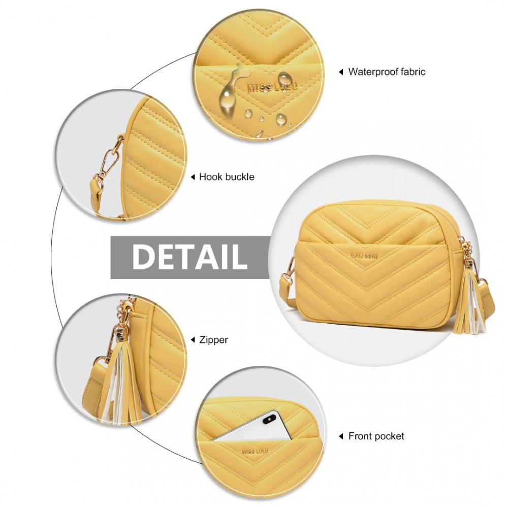 Žlutá zipová crossbody dámská kabelka Mirto