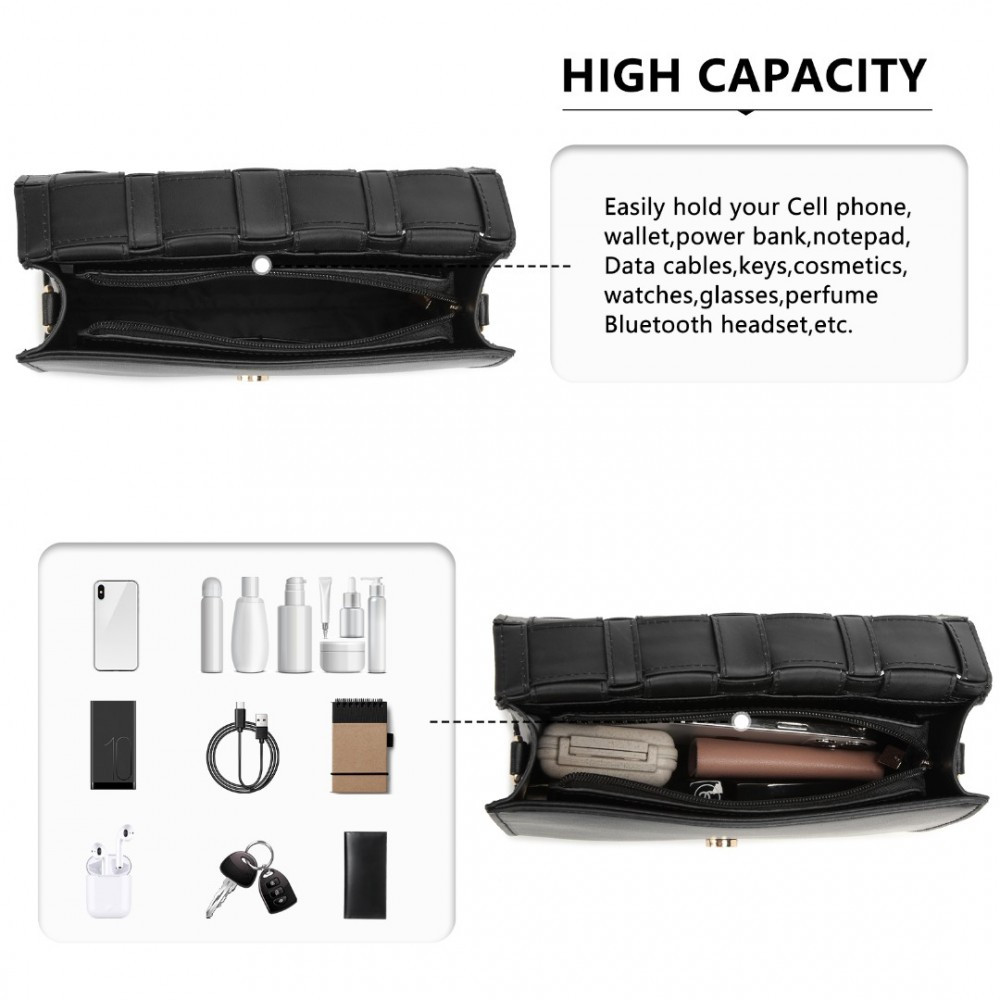 Černá klopnová dámská crossbody kabelka Ohto