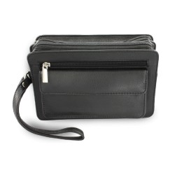 Černá kožená pánská dvouzipová etue Kayla