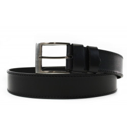 Černý prošívaný kožený pánský opasek do riflí Ossi