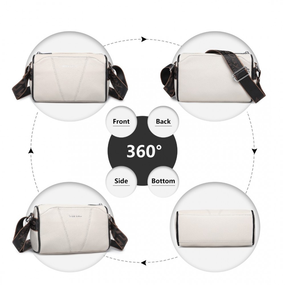 Smetanová kožená crossbody dámská kabelka Ariadne