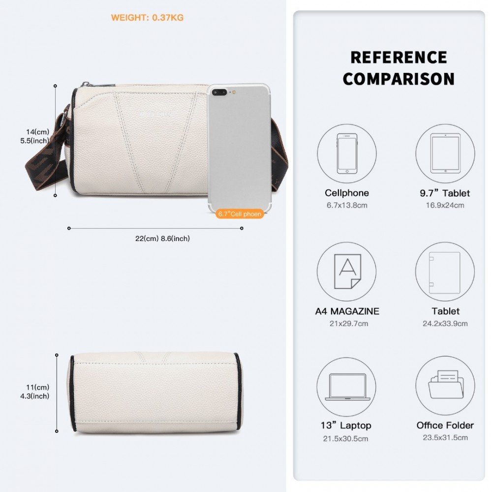 Smetanová kožená crossbody dámská kabelka Ariadne