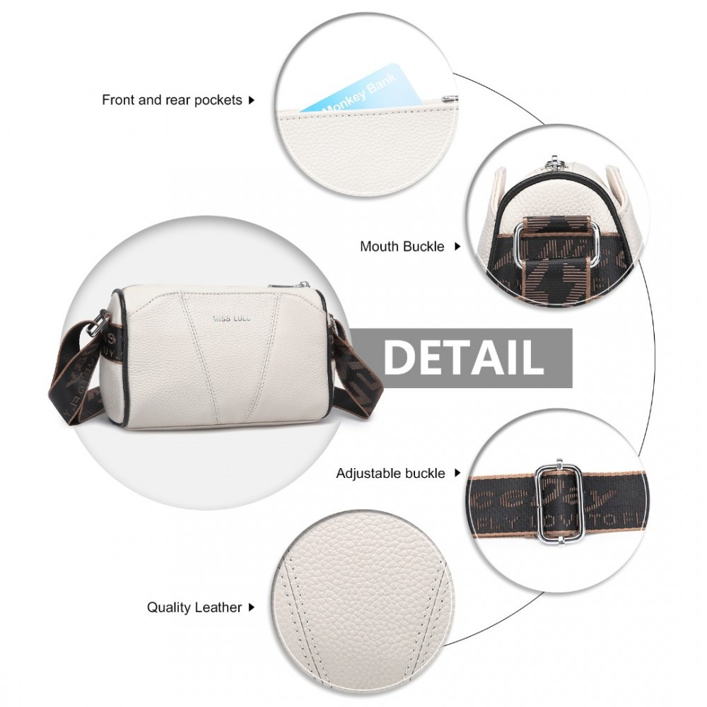 Smetanová kožená crossbody dámská kabelka Ariadne