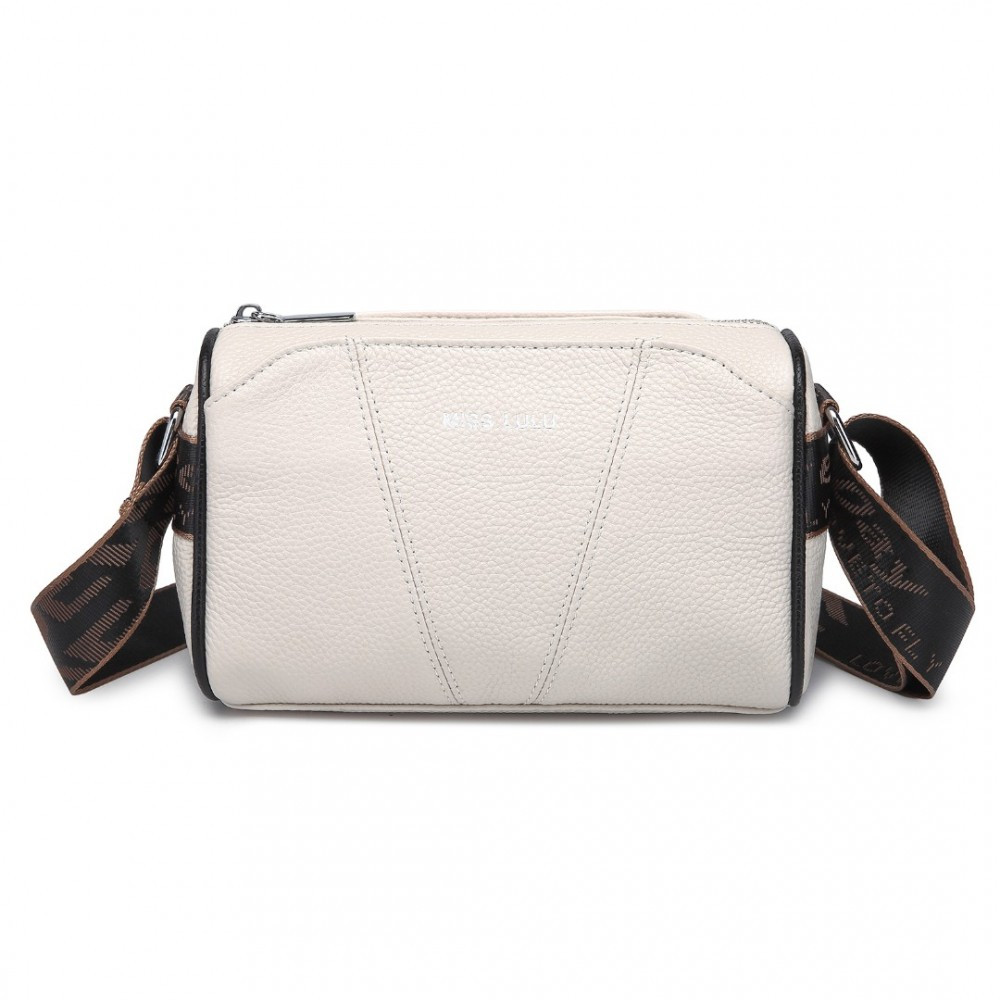 Smetanová kožená crossbody dámská kabelka Ariadne