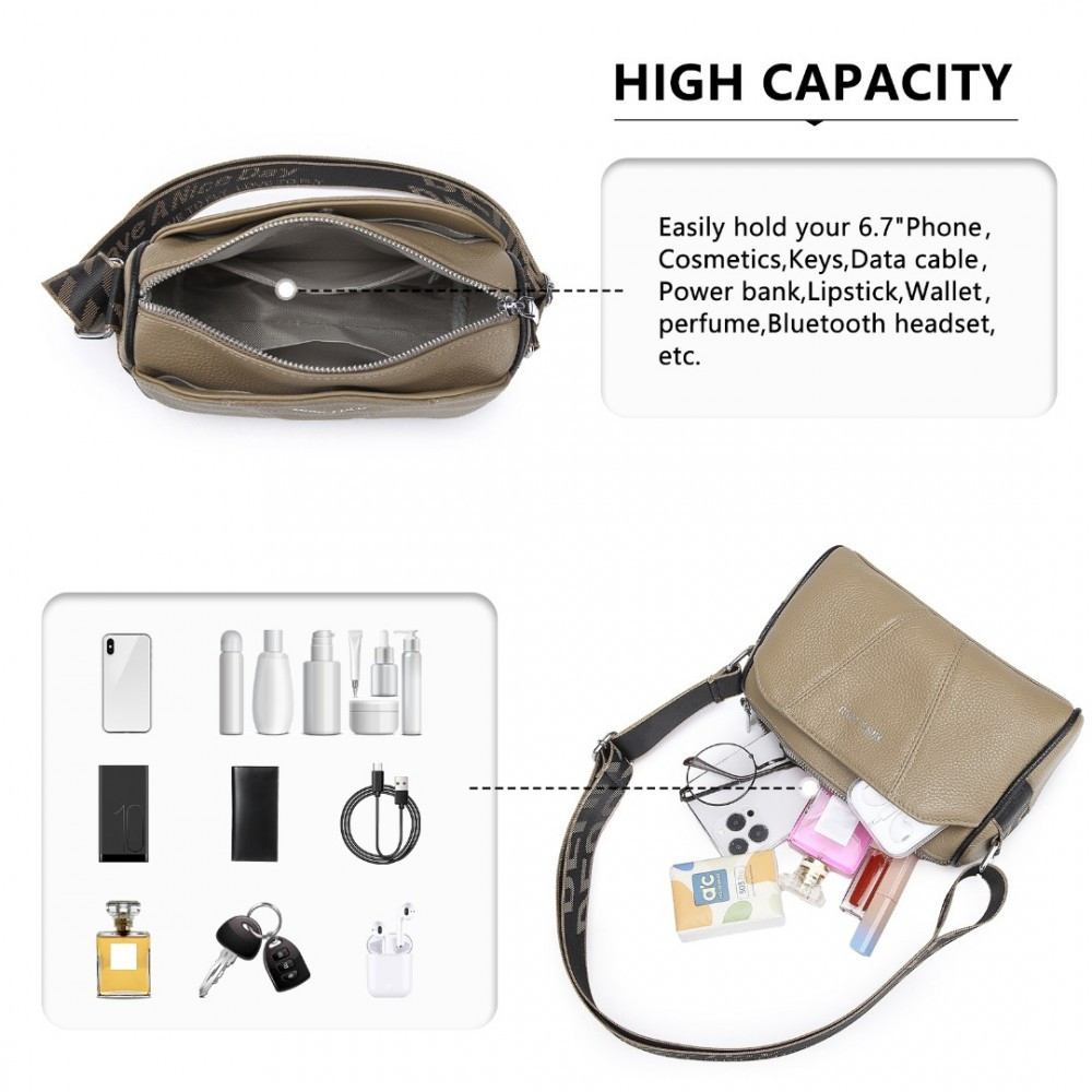 Tmavě béžová kožená crossbody dámská kabelka Ariadne