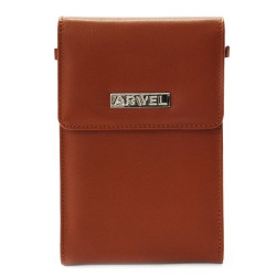 Hnědá kožená klopnová dámská mini kabelka Agota