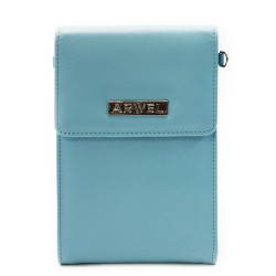 Světle modrá kožená klopnová dámská mini kabelka Agota