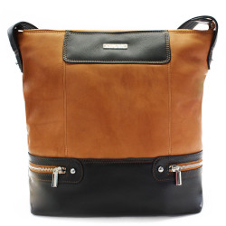 Hnědočerná dámská moderní kožená kabelka Irriel