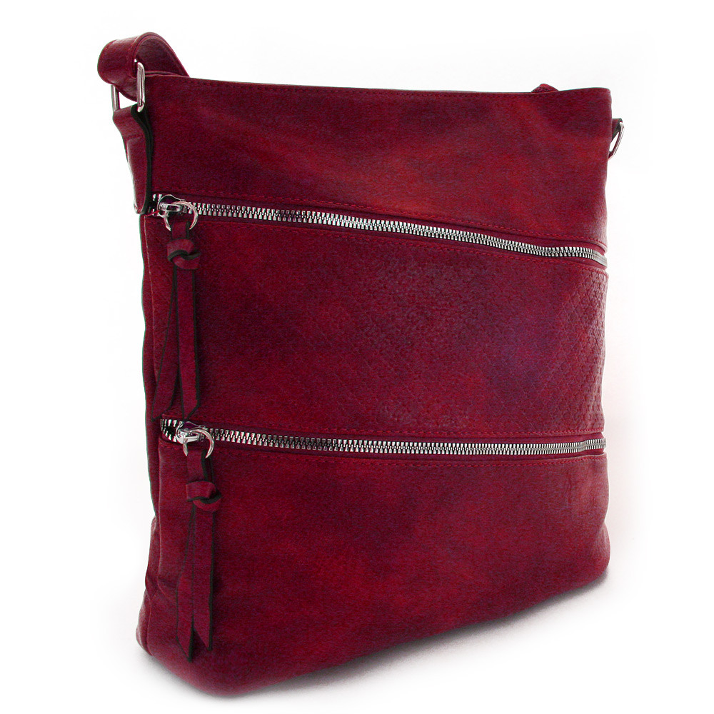Tmavě červená dámská zipová crossbody kabelka Arcalimo