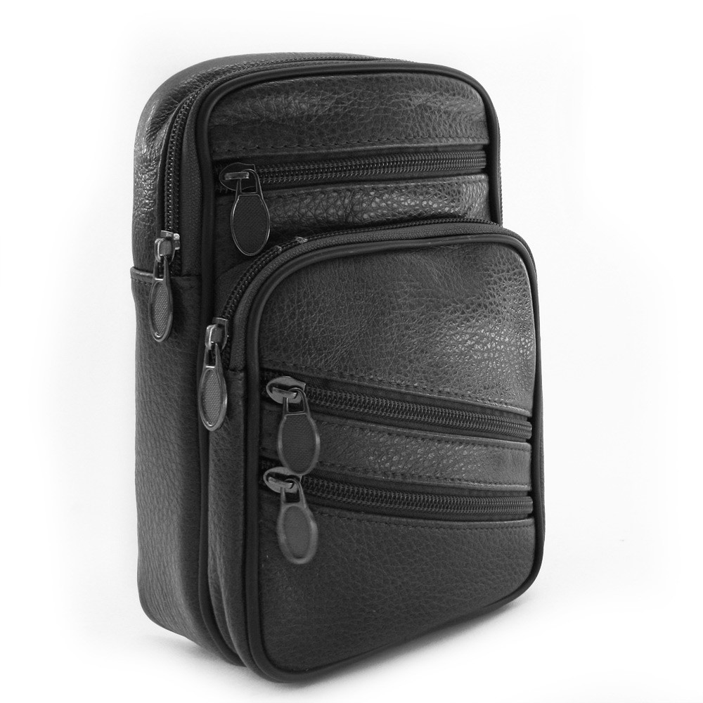Černý kožený pánský zipový crossbag Noldo