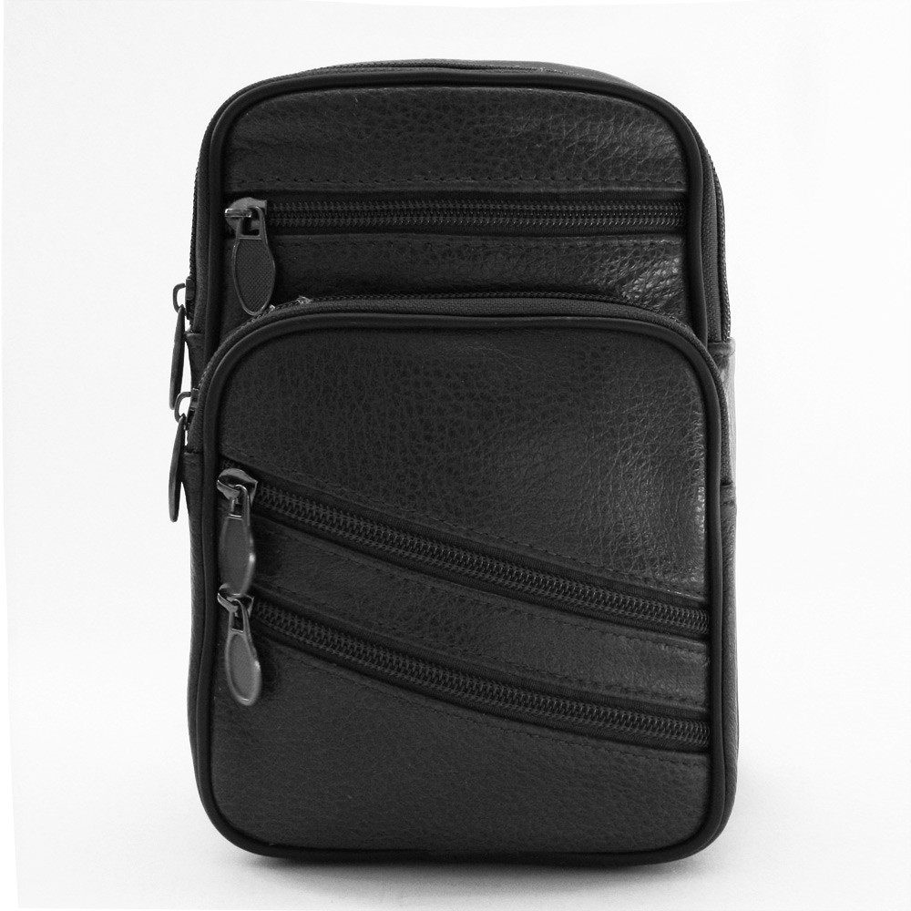 Černý kožený pánský zipový crossbag Noldo