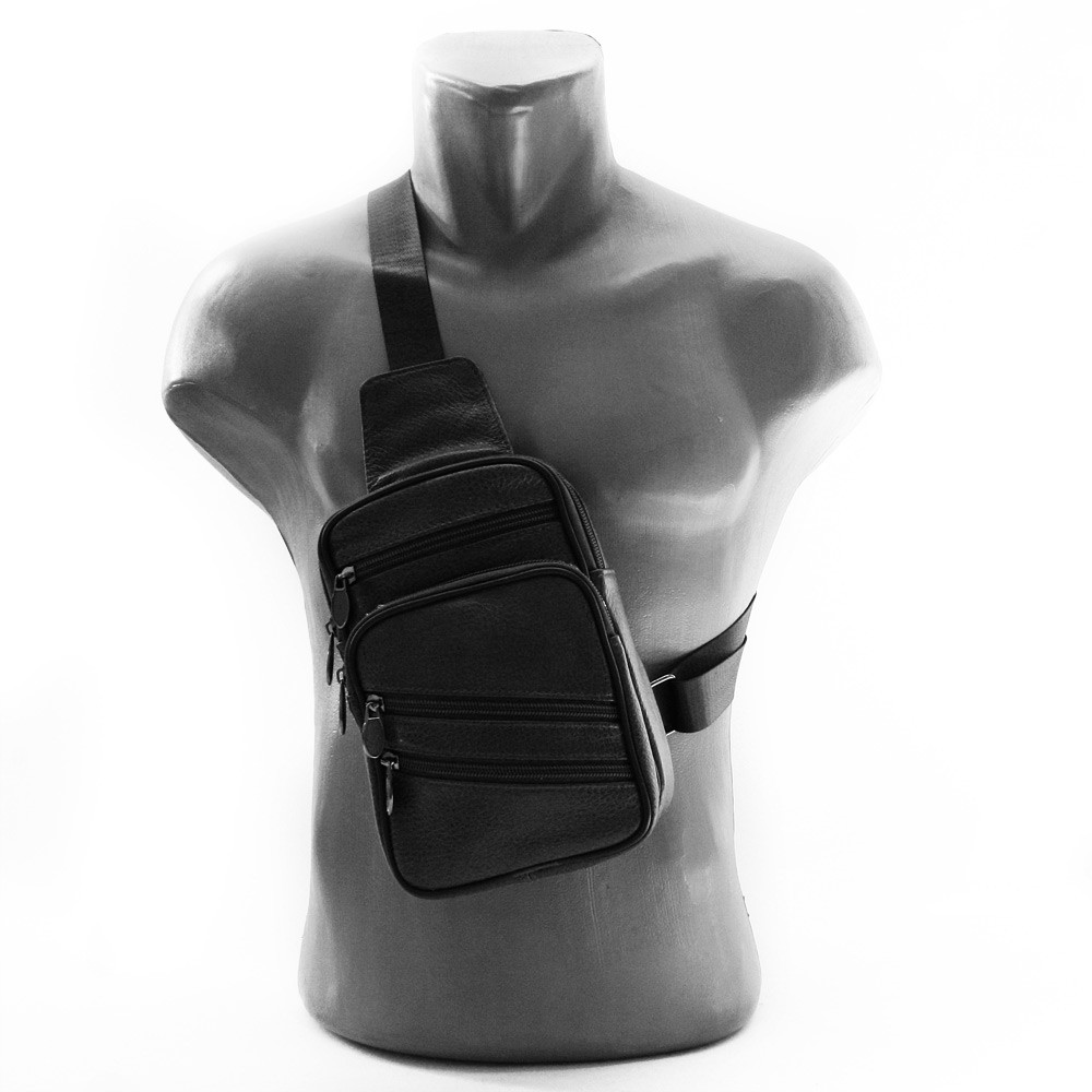 Černý kožený pánský zipový crossbag Noldo