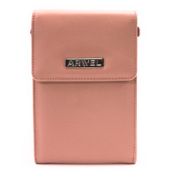 Světle růžová klopnová kožená mini kabelka Agota