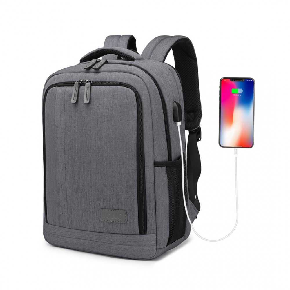 Šedý voděodolný vícekomorový batoh s USB portem Ventlie