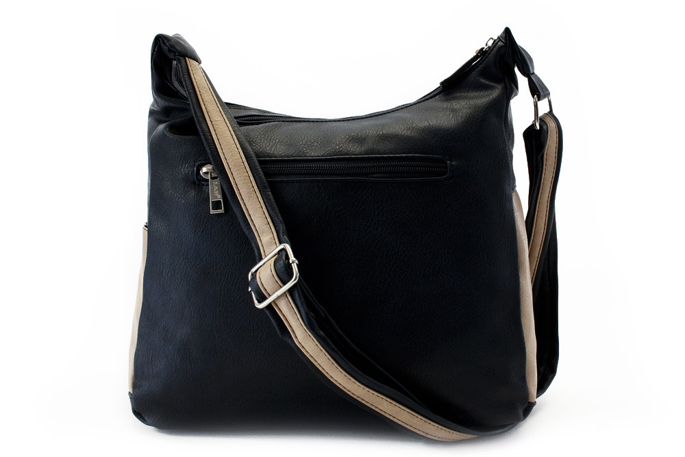 Béžovočerná dámská dvouzipová kabelka Hilppa