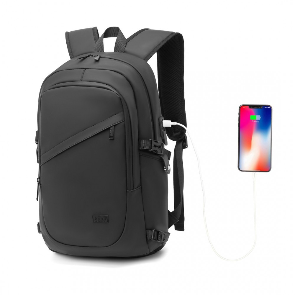 Černý voděodolný batoh s USB portem Rikhard