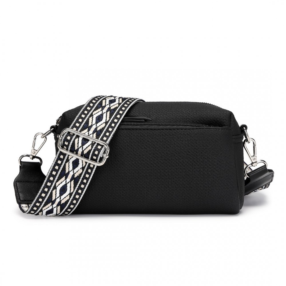 Černá crossbody kabelka s výrazným popruhem Bethany