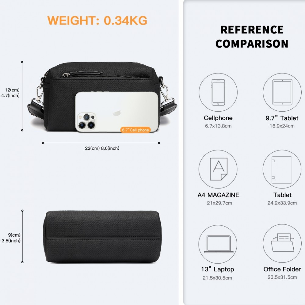 Černá crossbody kabelka s výrazným popruhem Bethany