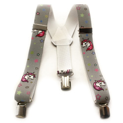 Šedé dětské kšandy ve tvaru Y s potiskem Dionte