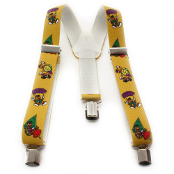 Žluté dětské kšandy ve tvaru Y s potiskem Dionte