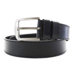 Černý prošívaný kožený pánský opasek do riflí Promen