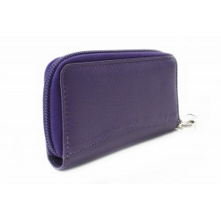 Fialová zipová kožená klíčenka Krish