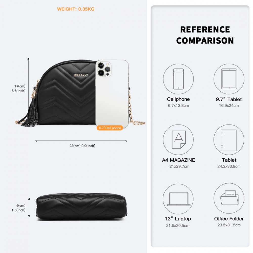 Černá dámská dvouzipová crossbody kabelka Winfred