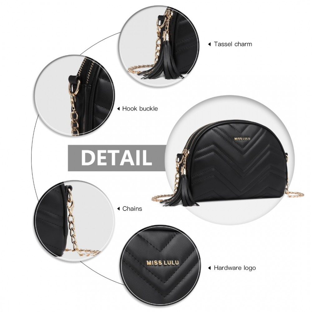 Černá dámská dvouzipová crossbody kabelka Winfred