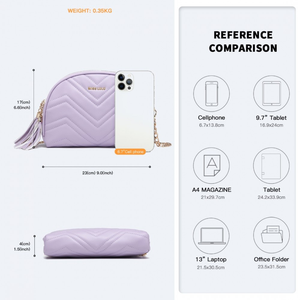 Světle fialová dámská dvouzipová crossbody kabelka Winfred