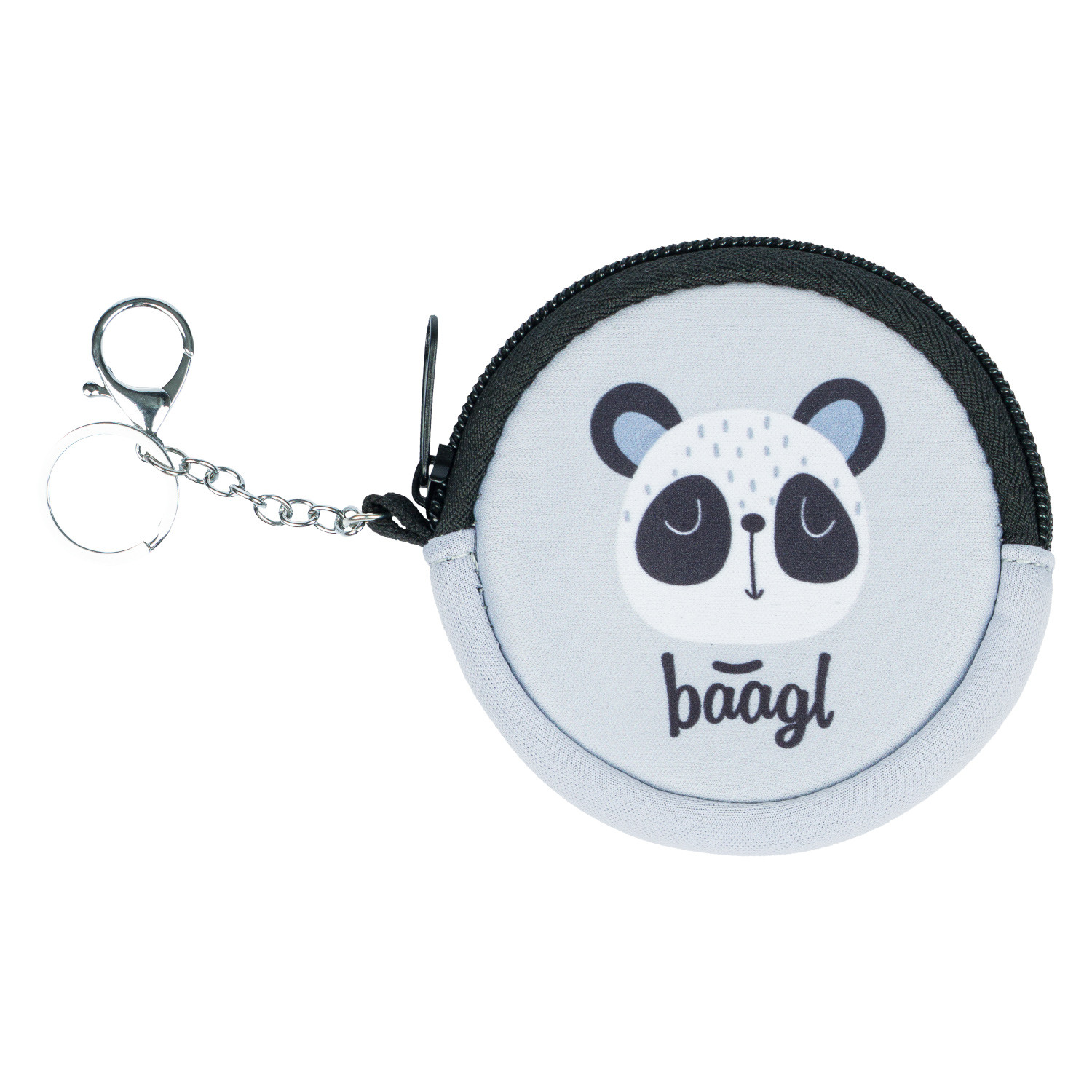 Šedá zipová jednoduchá peněženka s obrázkem Panda