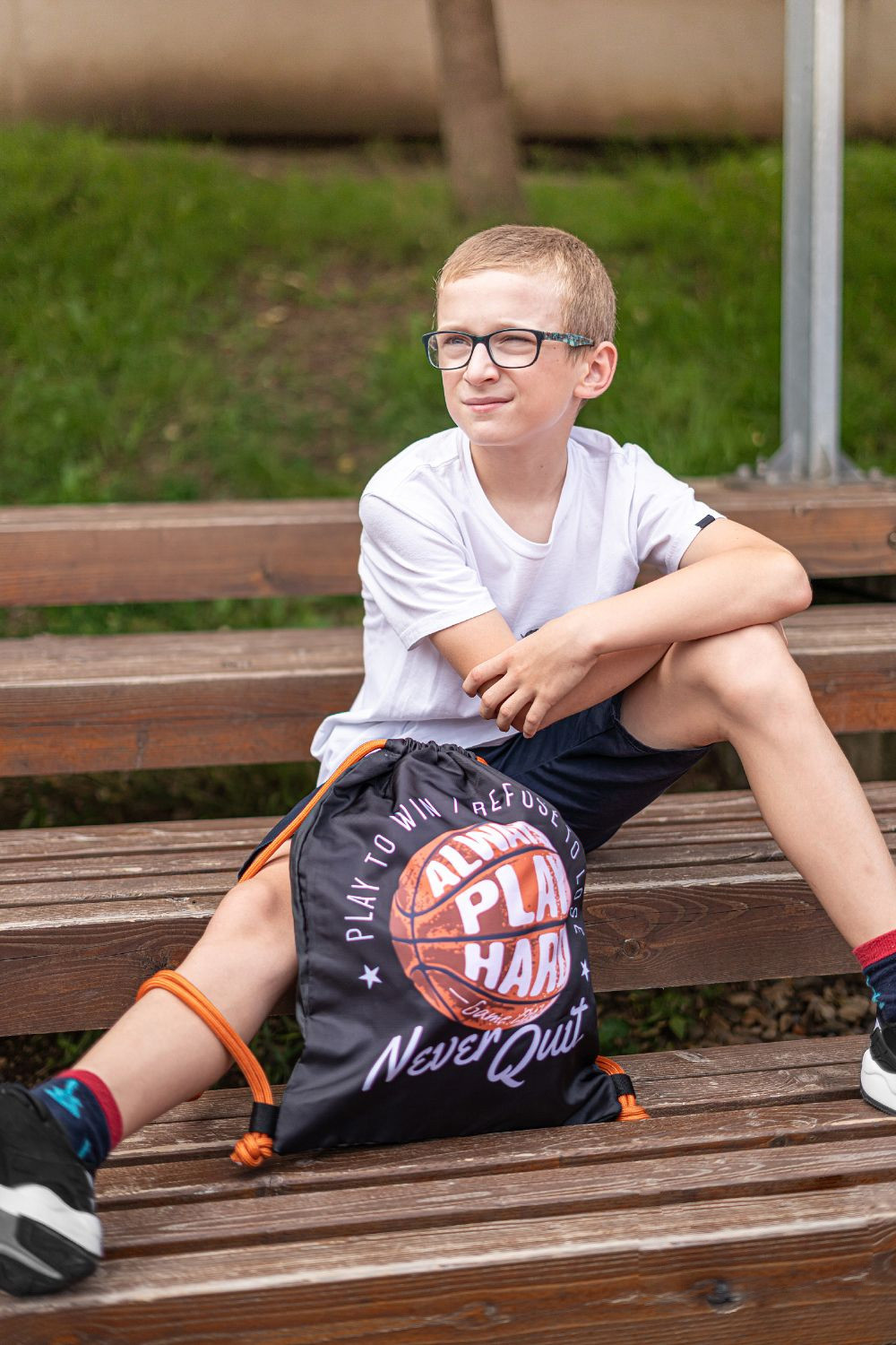 Černý praktický vak pro kluky s motivem basketbalu Ball