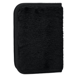 Černý jednopatrový zipový penál s plyšovým povrchem Teri