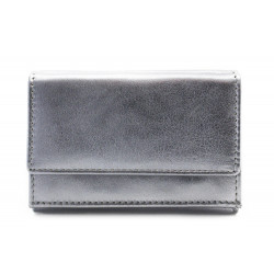 Tmavě stříbrná kožená mini peněženka Athena