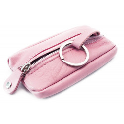 Světle růžová kožená klíčenka Lana