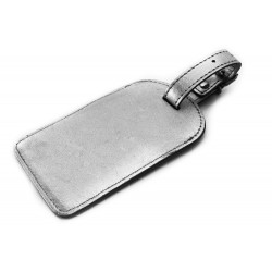 Tmavě stříbrná kožená visačka na zavazadlo Brienli