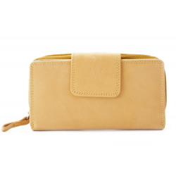 Žlutá kožená dámská peněženka se zápinkou Xylia