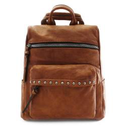 Hnědý zipový elegantní dámský batoh Izura