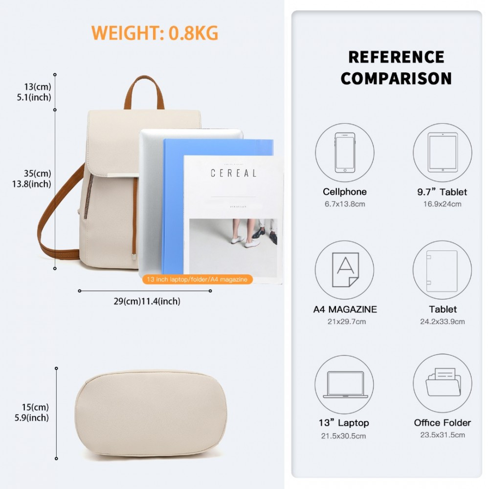 Smetanový stylový dámský módní batoh Nivara