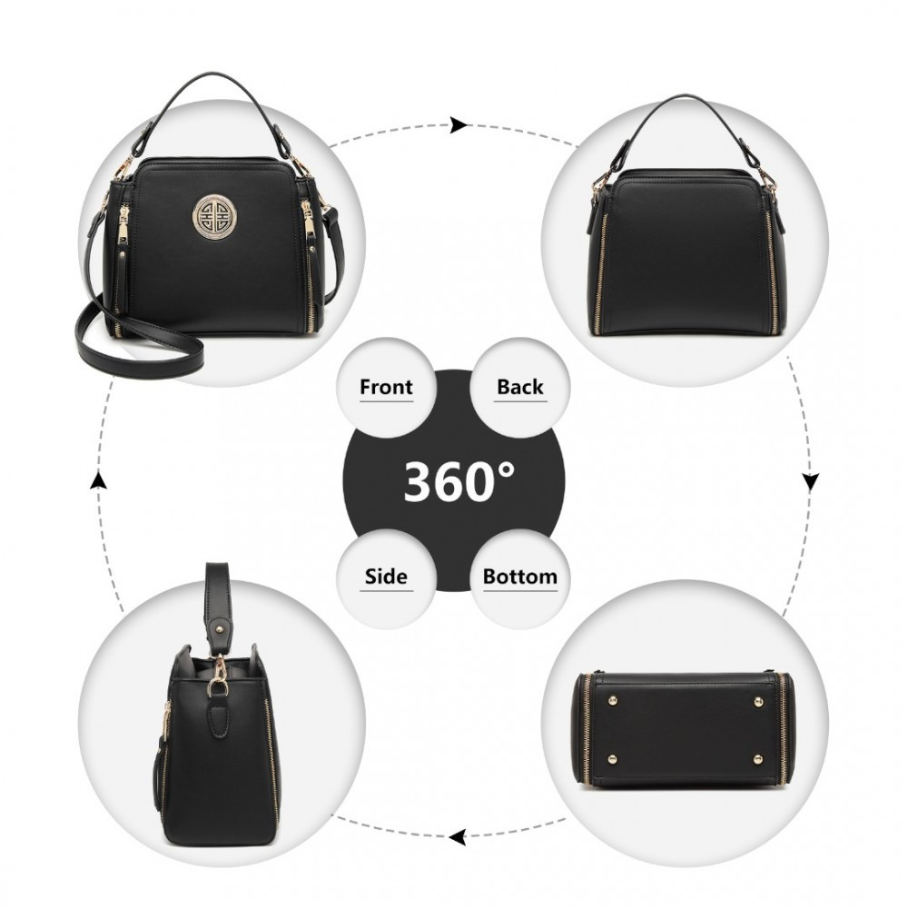 Černá zipová crossbody dámská kabelka Zivana