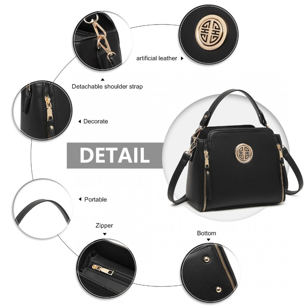 Černá zipová crossbody dámská kabelka Zivana