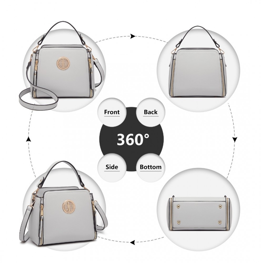 Světle šedá zipová crossbody dámská kabelka Zivana