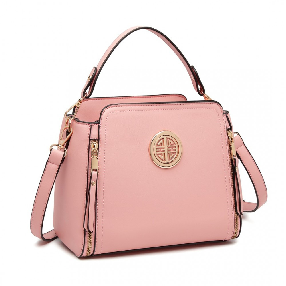 Růžová zipová crossbody dámská kabelka Zivana