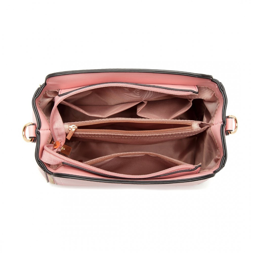 Růžová zipová crossbody dámská kabelka Zivana
