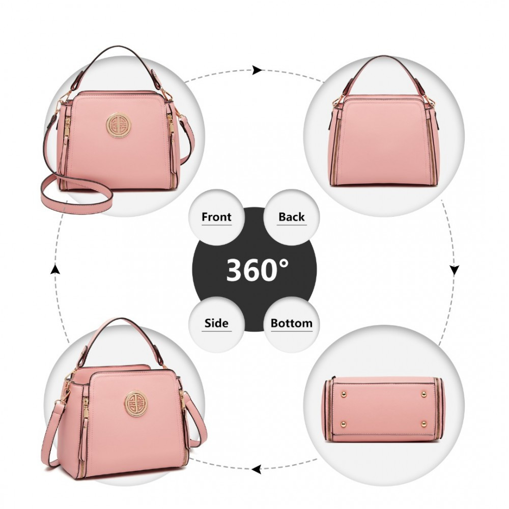 Růžová zipová crossbody dámská kabelka Zivana
