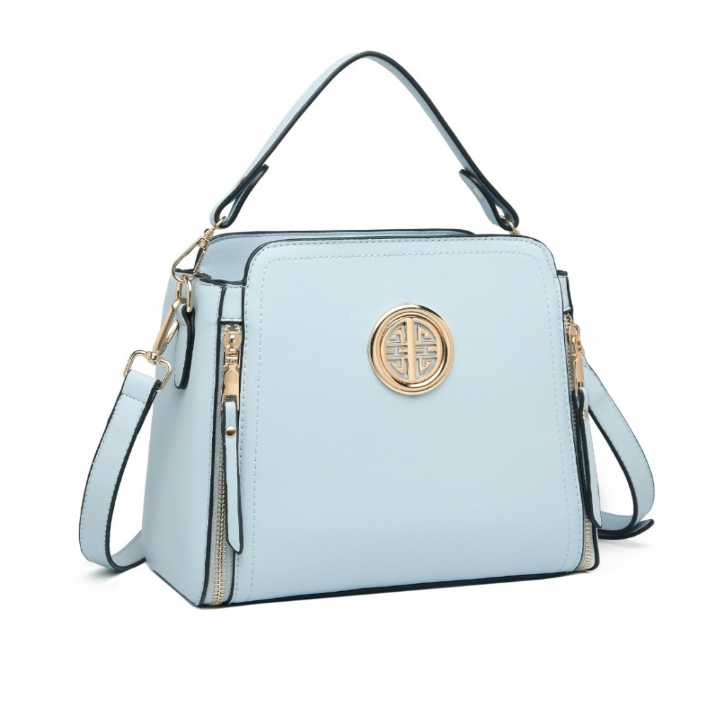 Světle modrá zipová crossbody dámská kabelka Zivana