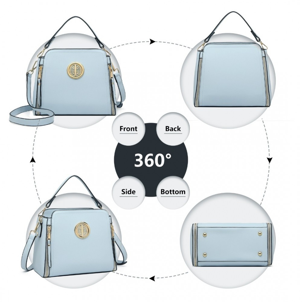 Světle modrá zipová crossbody dámská kabelka Zivana