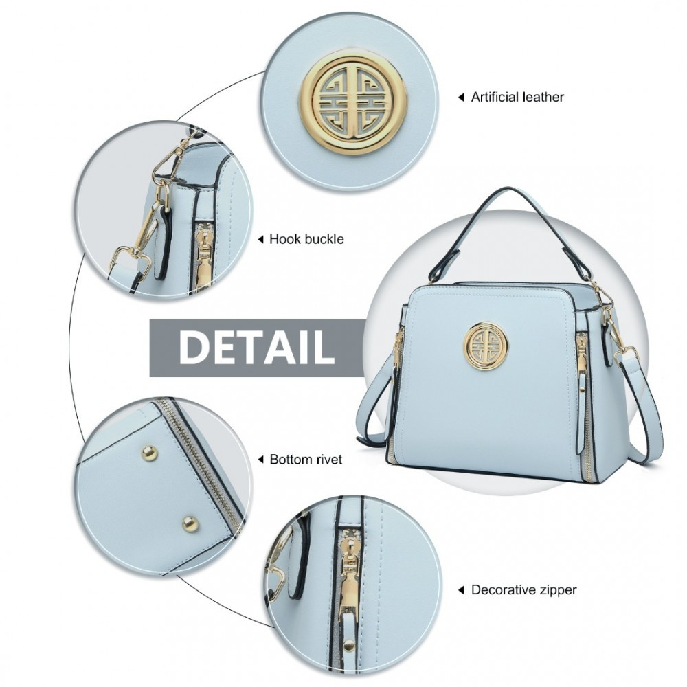 Světle modrá zipová crossbody dámská kabelka Zivana