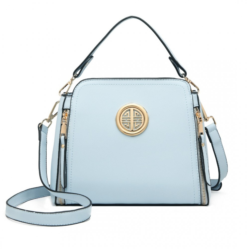 Světle modrá zipová crossbody dámská kabelka Zivana