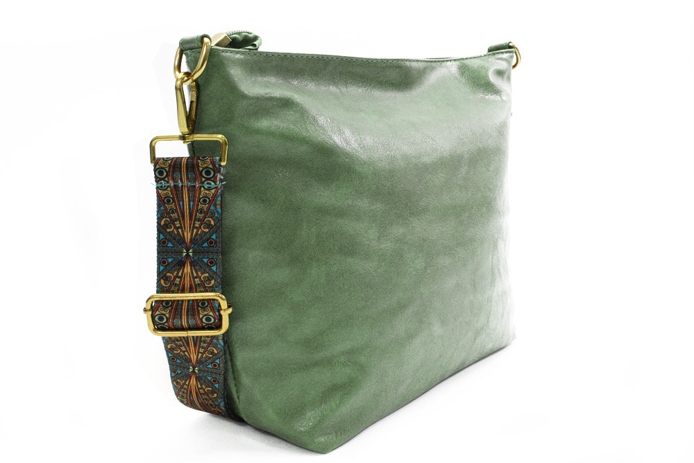 Tmavě zelená dámská jednoduchá crossbody kabelka Amaya